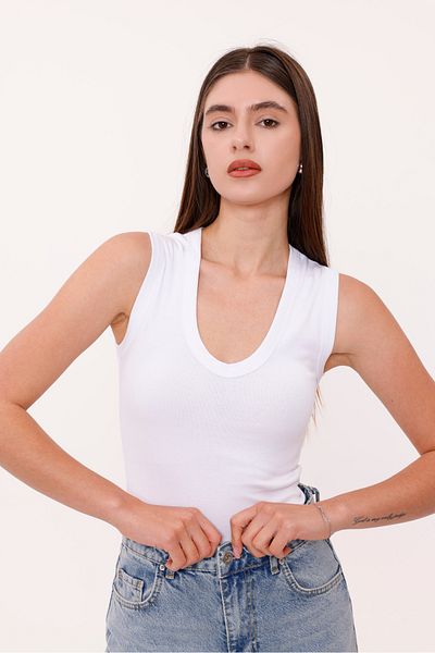 Sarte Royal Women's Sleeveless Slim Ribbed White Undershirt