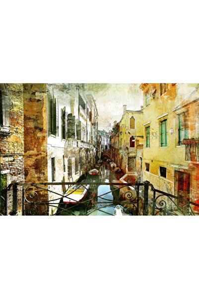 media Tablou canvas Venetia, Italia, canal, barci, pictura2, 90 x 60 cm