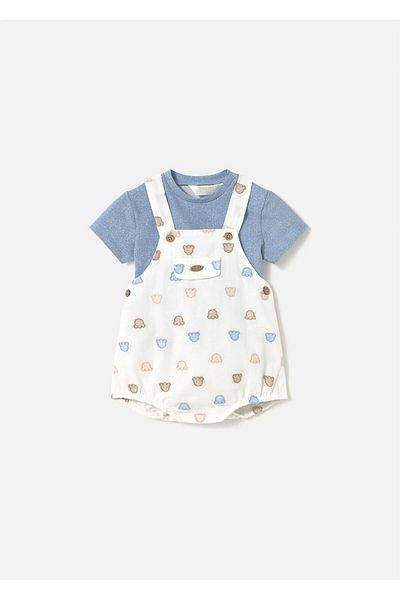 MAYORAL Baby Boy T-Shirt Jumpsuit Set White-Blue 1608