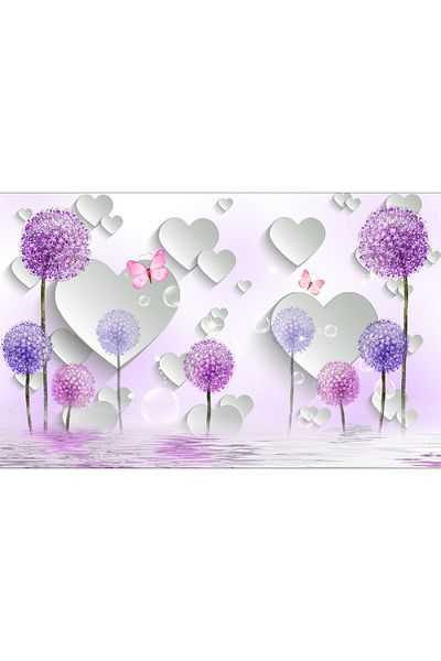 media Canvas painting Hearts, butterflies, dandelions, 105 x 70 cm