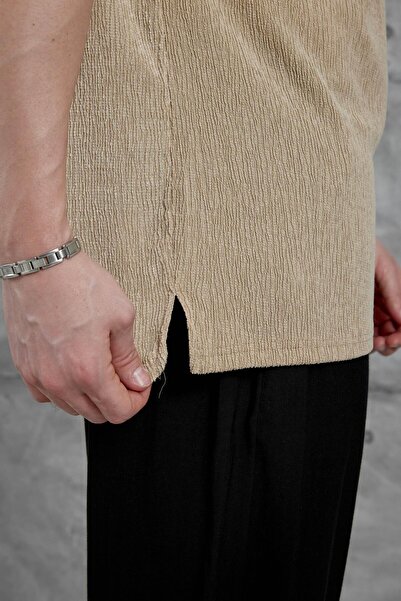 NOMARC Ανδρικό μπλουζάκι Mrk Krinkıl από ύφασμα κρέμας