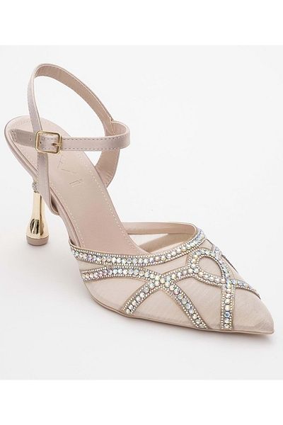 KOCAMANLAR Feles Lace Stone Heeled Women's Evening Dress Shoes Ten