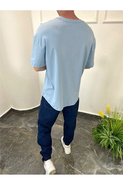NOMARC Βασικό μπλουζάκι Baby Blue σε οβάλ κοπή