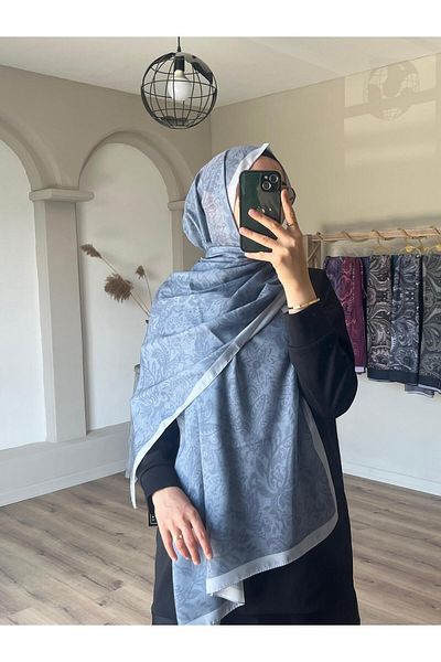 Merwiss Patterned Refka Soft Gray Shawl