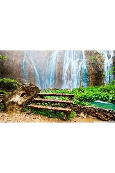 media Fototapet Cascada cu bancuta, 400 x 250 cm