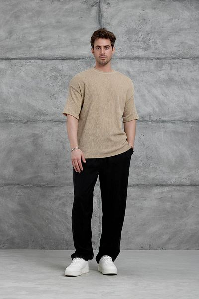 NOMARC Κρεμ μπλουζάκι Mrk Crinkle Fabric