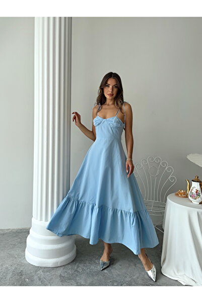 Ayinsu Göğüs Drapeli Kloş Prenses Elbise