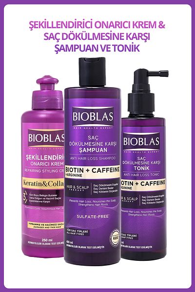 Bioblas Caffeine Arginine Biotin Hair Loss. Against. Shampoo 400 ml + Hair Tonic 200 ml + Styling Conditioner 250ml