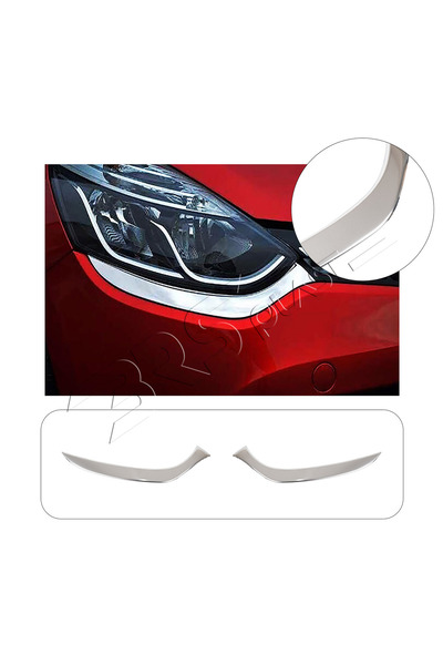 BRSPLAST Renault Clio 4 Uyumlu 2012-2018 Krom Ön Far Kaşı 2 Parça Paslanmaz Ç...