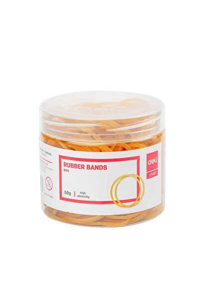 Deli E3214 Rubber Bands, 50g/Box Elastic Bands, Yellow – For Organizing at Home or Office