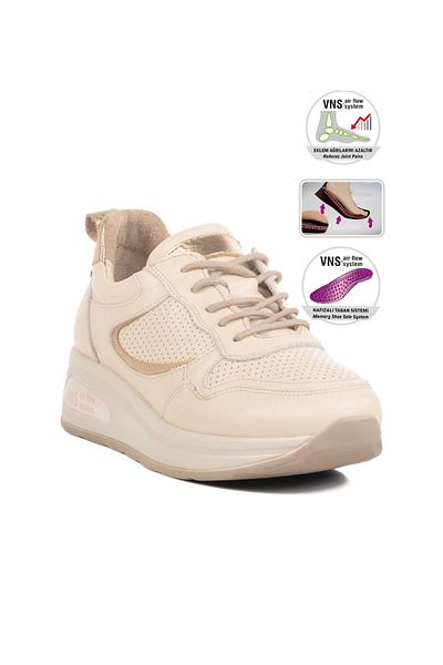 Venüs 2216654Y Women's Genuine Leather Lace-Up Air Flow Casual Shoes
