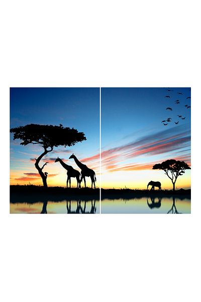 media Multicanvas painting 2 pieces Giraffe 1, 100 x 70 cm