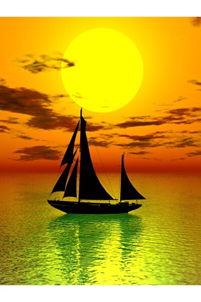 media Tablou canvas Barca, apus de soare, 50 x 75 cm