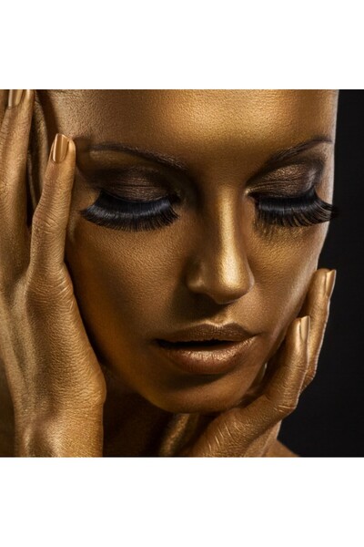 media Tablou canvas Portret femeie, makeup auriu, creativ, arta3, 60 x 60 cm