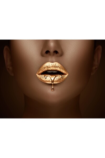 media Tablou canvas Portrait femeie, make-up gold3, 75 x 50 cm