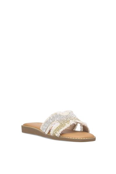 Guja 25Y177-1 Women's Stone Flat Slippers Beige