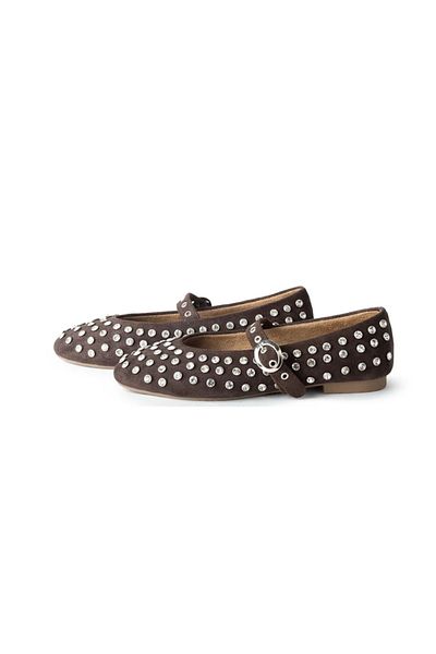 Letafia Vella Suede Stone Detailed Brown Ballerinas