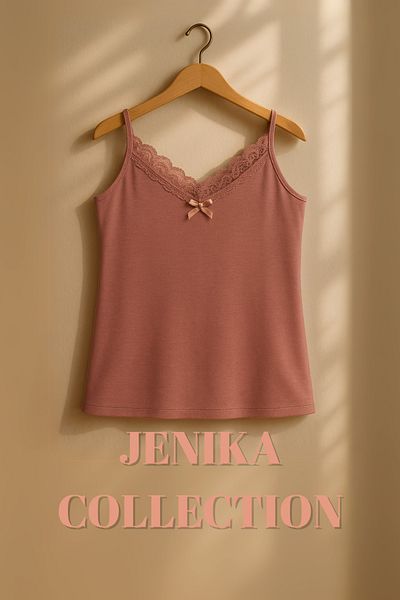 JENİKA Dusty Rose Color Cotton Thread Strap Women's Tank Top