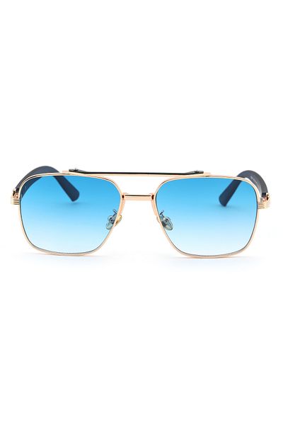 TomyHelf Rectangular Design Gold Frame Blue Glass Unisex Sunglasses