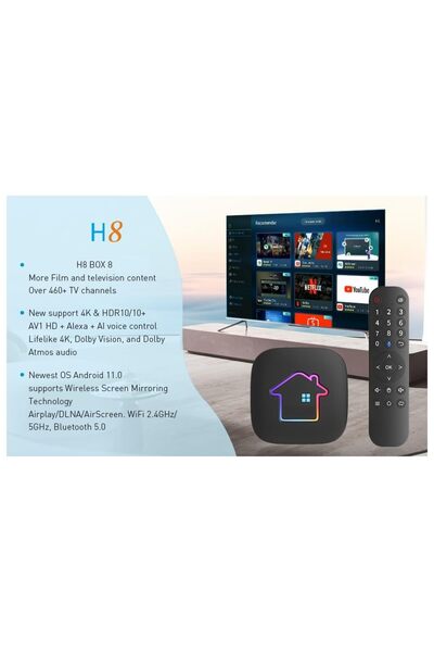 GÜMRÜK BEY H8 My TV Android Media Oynatıcı IP TV Destekleyici İnternet TV Keyfi Akıllı TV Box & Multimedya