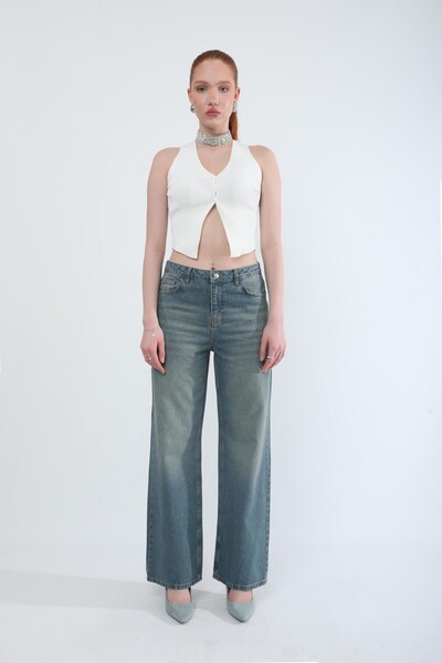 Bluewhite Women's High Waist Straight Fit Tint Jean Pants