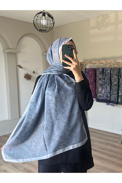 Merwiss Patterned Refka Soft Gray Shawl