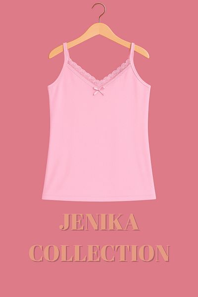 JENİKA Pink Color Cotton Rope Strap Women's Tank Top
