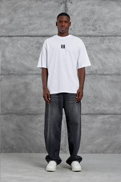 NOMARC Tricou oversize din țesătură cu imprimeu alb III