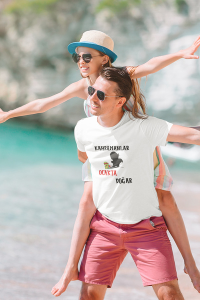 qoeuyl boutique Heroes Are Born This Month Printed Father Wife Husband Friend Gift 100% Cotton White T-Shirt