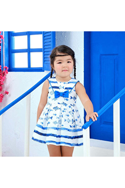 Pamina Rochie bleumarin, Pamina, cu fundă, 311006, albastră, 86 cm