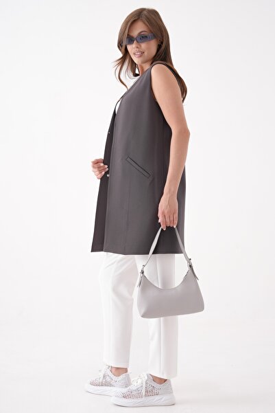Saade Anthracite Comfortable Cut Vest with Agraf Closure Pocket
