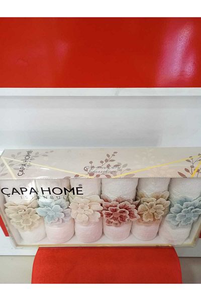 HİKMET ÇAPA HOME 6 Li Cotton Premium Quality Gift Daily Use 100% Cotton Hand Face Towel 50 X 90