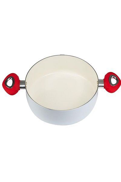 Hausberg Keramický hrnec s poklicí Hausberg HB-H714AB, silikonové rukojeti, 4 l, 24x10,2 cm, bílý