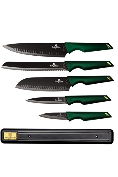 Berlinger Haus Set de cuțite antiaderent din 6 piese Emerald Collection cu suport magnetic