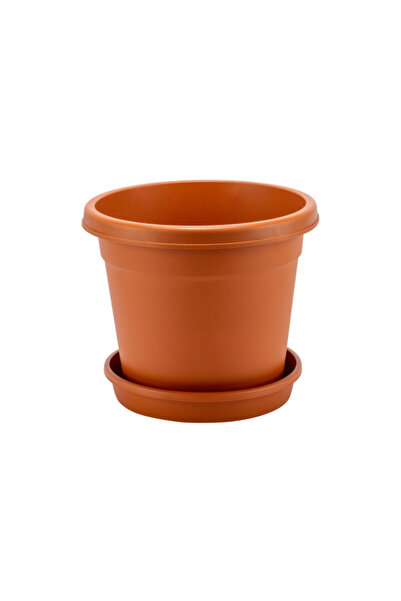 Cosmoplast وعاء زهور دائري بتصميم خفيف الوزن مع صينية سعة 60 لترًا