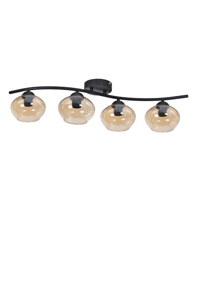 Modavize Maça Modern Tasarım - Salon Yatak Odası Mutfak Yemek Masası Siyah Renk Bal Camlı 4 lü Avize