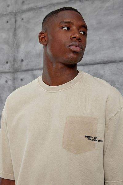 NOMARC Κρεμ Born To Stand Out Εγγράψτε Πλένεται μπλουζάκι Oversize