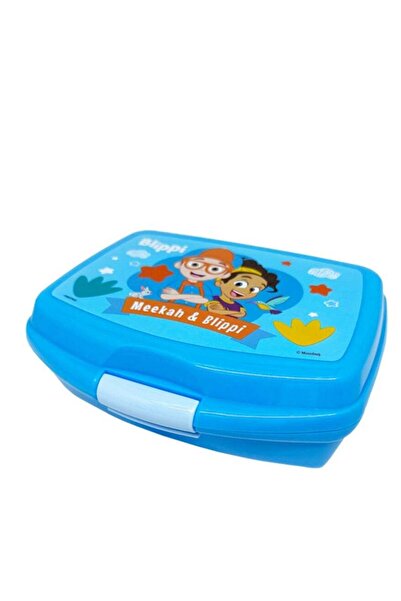 First Kid Rectangular Children's Lunch Box with Meeka & Blippi Design - Blue