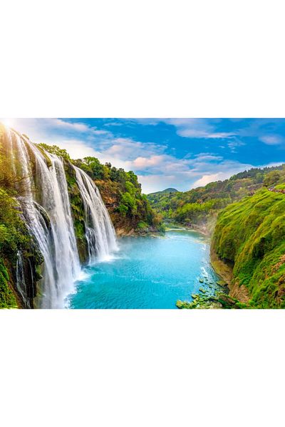 media Fototapet de perete autoadeziv si lavabil Cascada46 Cascada de pe deal, 220 x 135 cm