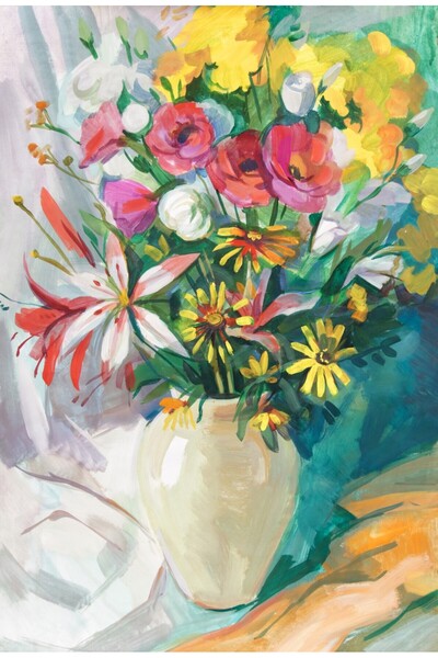 media Tablou canvas Flori salbatice, multicolore, pictura, buchet, 60 x 90 cm