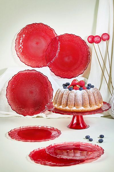 Lora Bianca Tapestry 7 Piece Cake Serving Presentation Plate Set