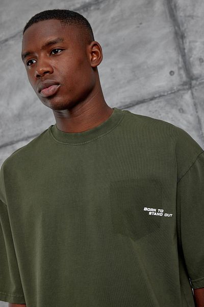 NOMARC Μπλουζάκι Oversize Khaki Born To Stand Out Written Washable