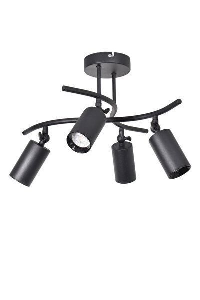 Modavize Nancy Modern Salon Yatak Odası Giyinme Odası CAFE Mutfak- Siyah Renk Spot 4 lü Avize (BEYAZ IŞIK)