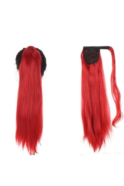 animis beauty HOT RED ponytail hair extension, straight, 60 cm, synthetic fiber with natural look