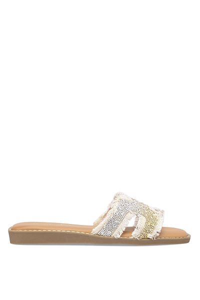 Guja 25Y177-1 Women's Stone Flat Slippers Beige