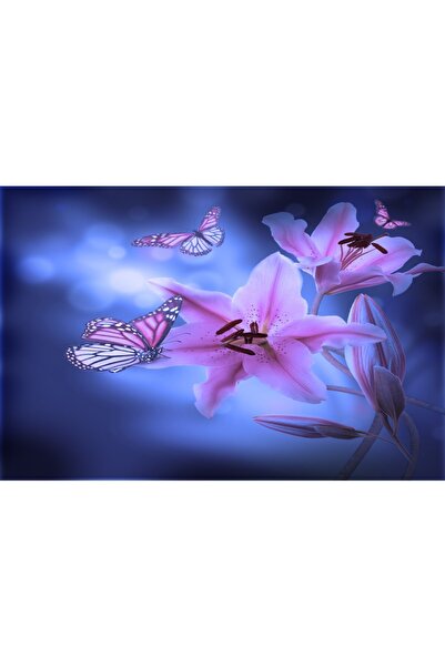 media Tablou canvas Crini mov, fluturi, 75 x 50 cm