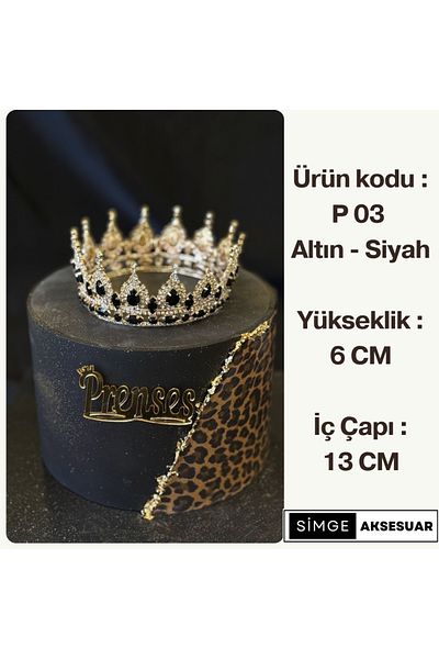 SimgeAksesuar Stylish and Elegant Birthday Cake Crown with Crystal Stone Gold Plated