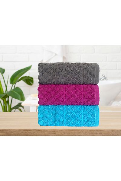 Lucy and Home Jacquard Cotton Jacquard 3-Piece Hand Towel 40X55Cm