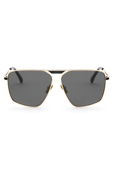 TomyHelf Geometric Design Gold Frame Black Glass Women&Men Sunglasses Ce Certificated Uv400