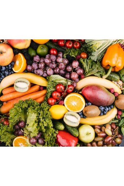 media Tablou canvas Food5 - legume si fructe, 90 x 90 cm